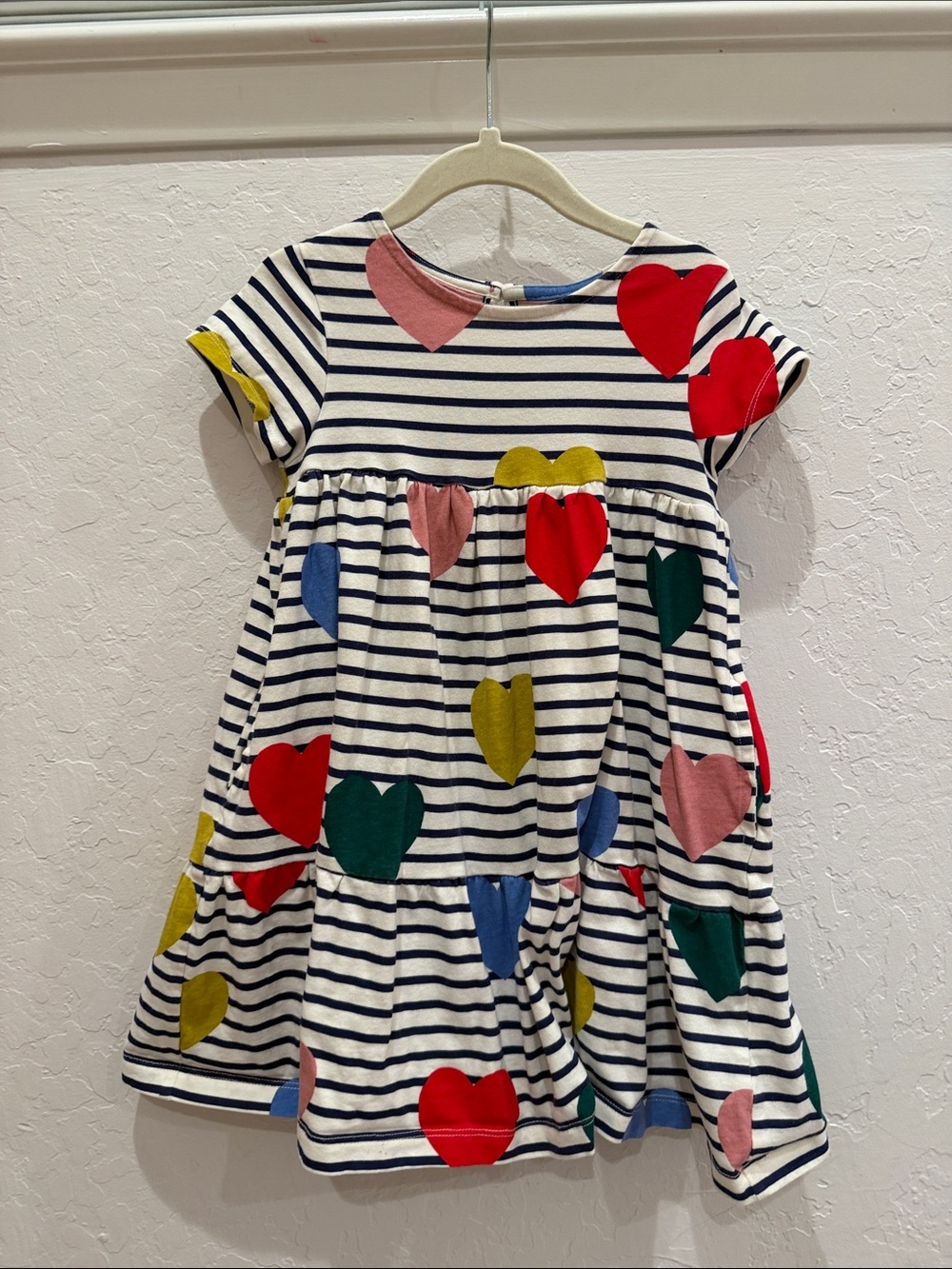 Mini Boden-Striped Heart Print Kids Dress - Multicolor